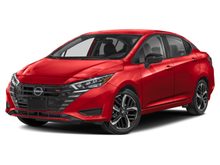 2025 red nissan versa front side angle view