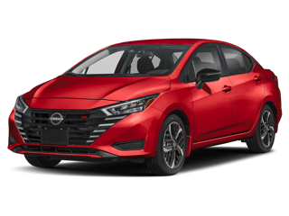 2025 red nissan versa front side angle view