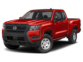 red 2025 nissan frontier front angle view